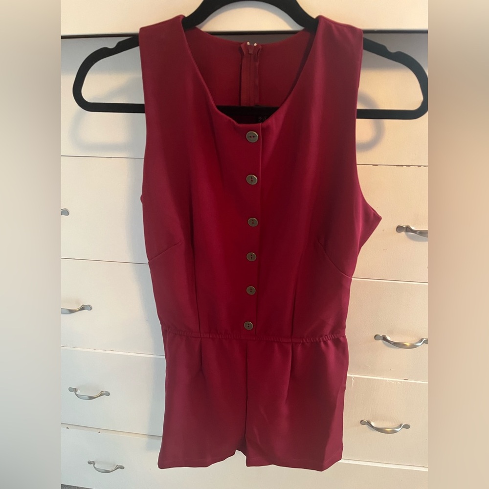 Pinup Girl Clothing Edie Playsuit in Burgundy